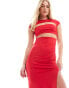 Фото #1 товара Bershka cut out detail bodycon slinky maxi dress in red