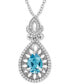 Фото #1 товара Enchanted Disney Fine Jewelry swiss Blue Topaz (1-5/8 ct. t.w.) & Diamond (1/5 ct. t.w.) Jasmine Pendant Necklace in Sterling Silver, 16" + 2" extender