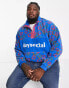 Фото #2 товара ASOS Daysocial quarter zip sweatshirt in fleece with all over logo print in blue