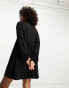 Фото #4 товара ASOS DESIGN long sleeve mini smock dress with buttons in black