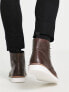 Фото #2 товара ASOS DESIGN lace up boot in brown leather with white wedge sole