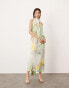 ASOS EDITION halterneck midi dress with drape detail in marble print