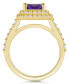 ფოტო #3 პროდუქტის Amethyst and Diamond Accent Halo Ring in 14K Yellow Gold