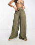 South Beach oversized beach trouser in khaki