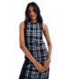 Fred Perry ruched tartan check dress in navy