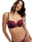 Ann Summers Tell me about it padded balcony bra in black and pink