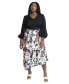 Plus Size Asym Tiered Printed Skirt