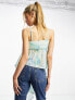 Фото #8 товара ASOS DESIGN babydoll dobby cami with waterfall side detail in blurred floral