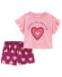 Фото #1 товара Toddler 2-Piece Love To Dream Heart Loose Fit Pajama Set 5T