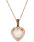 Chocolatier® Neopolitan Opal (1-7/8 ct. t.w.) & Diamond (1/4 ct. t.w.) Heart Pendant Necklace in 14k Rose Gold, 18" + 2" extender