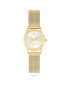 Фото #1 товара Women's 30mm Wafer Slim Gold Plated Case Watch Champagne Dial with Mesh Band