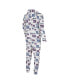 Men's White New York Giants Allover Print Docket Union Full-Zip Hooded Pajama Suit