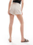 Hollister linen blend elasticated waist short in beige