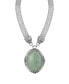 Фото #1 товара 2028 silver-Tone Mesh Tube Chain with Oval Green Pendant 18" Necklace