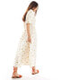 Фото #4 товара Wednesday's Girl sunflower puff sleeve midi tea dress in cream