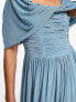 Фото #3 товара Little Mistress Bridesmaids bardot gathered maxi dress in mesh in blue