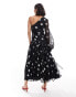 ASOS DESIGN one shoulder long balloon sleeve maxi dress in spot