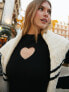 Фото #1 товара Miss Selfridge heart cut out knit rib mini dress in black