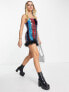 Amy Lynn multi striped sequin mini dress with feather trim