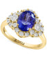 ფოტო #1 პროდუქტის EFFY® Tanzanite (1-5/8 ct. t.w) & Diamond (1/8 ct. t.w.) Oval Halo Ring in 14k Gold