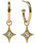 ფოტო #1 პროდუქტის White Topaz Star Dangle Hoop Earrings (1/3 ct. t.w.) in 14k Gold