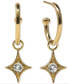 Фото #1 товара White Topaz Star Dangle Hoop Earrings (1/3 ct. t.w.) in 14k Gold