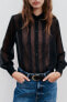 Semi-sheer shirt with lace trims