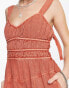 Free People ruched detail crinkle jumpsuit in cinnamon