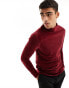 Фото #1 товара ASOS DESIGN muscle fit long sleeve t-shirt with turtle neck in burgundy velour