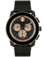 ფოტო #1 პროდუქტის Men's Bold Tr90 Swiss Quartz Chrono Black Leather Watch 44mm