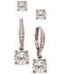 ფოტო #1 პროდუქტის 2-Pc. Cubic Zirconia Earring Set in Sterling Silver and Gold-Plated Sterling Silver, Created for Macy's
