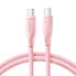 Фото #1 товара Kabel przewód USB-C 60W szybki transfer Multi-Color Series 1m różowy