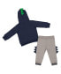 Фото #2 товара Комплект для малышей Colosseum с капюшоном и брюками в полоску Navy, Gray Notre Dame Fighting Irish Dino