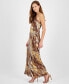 Women's Printed Lace-Trim Halter Sleeveless Maxi Dress