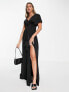 ASOS DESIGN fallen shoulder maxi dress in black