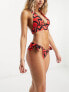 Фото #4 товара New Look halterneck bikini top in red swirl print