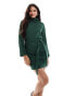 Фото #1 товара Vila roll neck mini jumper dress with tie waist in green