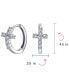 ფოტო #6 პროდუქტის Spiritual Small Religious Kpop CZ Cross Huggie Small Hoop Earrings For Women For Men Pave Cubic Zirconia .925 Sterling Silver