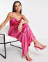 Фото #8 товара Vila velvet midi cami dress in pink burnout animal print