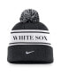 Men's Black Chicago White Sox Team Stripe Peak Cuffed Knit Hat with Pom