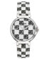 ფოტო #1 პროდუქტის Women's Dual Colored Black and White Polyurethane Leather Strap with Steve Madden Logo in Checkered Pattern and Stitching Watch, 36mm