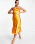 Фото #4 товара Urban Threads satin cowl neck midi dress in orange