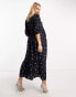 Фото #6 товара Nobody's Child Maternity Rachel puff sleeve midi dress in blue spot print