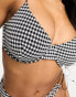 Фото #4 товара ASOS DESIGN Fuller Bust mix and match seersucker underwired bikini top in mono gingham