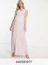 Фото #1 товара TFNC Maternity pleat waistband maxi dress in mink pink