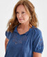 Фото #3 товара Women's Embroidery Vacay Top, Created for Macy's