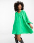 Фото #1 товара Whistles gathered neck mini smock dress in bold green