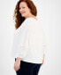 Фото #2 товара Plus Size Embroidered Eyelet-Trim Top, Created for Macy's