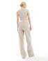 Фото #6 товара ASOS DESIGN Tall double waistband tailored trouser in taupe stripe