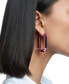 ფოტო #3 პროდუქტის Swarovaki Silver-Tone Pink Crystal Octagon Hoop Earrings